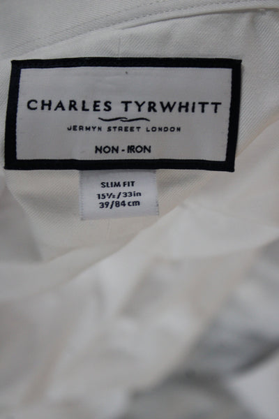 Charles Tyrwhitt Men's Long Sleeves Button Down Shirt White Size 15.5
