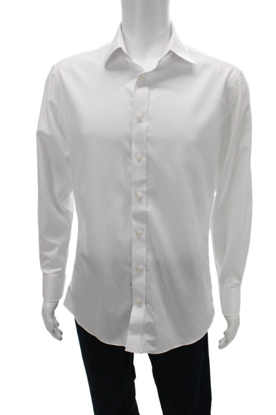 Charles Tyrwhitt Mens Button Up Dress Shirt White Cotton Size L