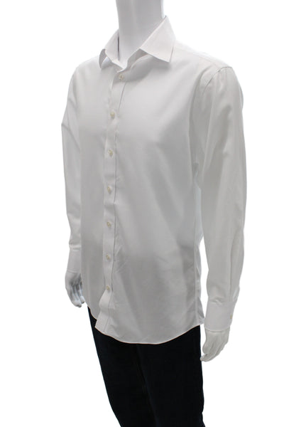 Charles Tyrwhitt Mens Button Up Dress Shirt White Cotton Size L