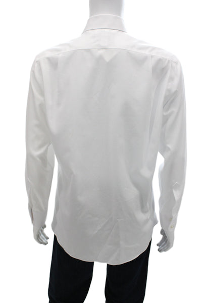 Charles Tyrwhitt Mens Button Up Dress Shirt White Cotton Size L