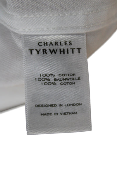 Charles Tyrwhitt Mens Button Up Dress Shirt White Cotton Size L
