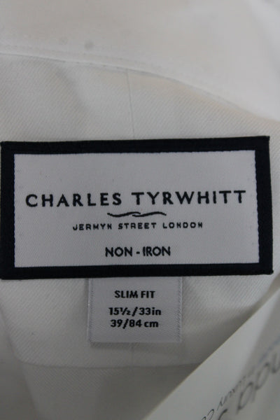 Charles Tyrwhitt Mens Button Up Dress Shirt White Cotton Size L