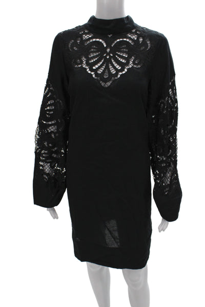 By Malene Birger Women Slip Dress Black VNeck Knee Length Organic Cotton Size 36