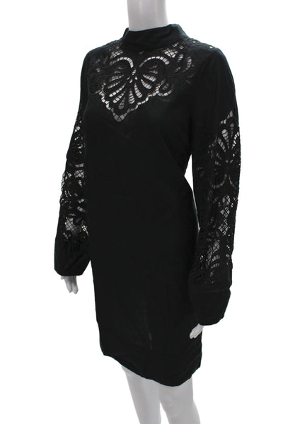 By Malene Birger Women Slip Dress Black VNeck Knee Length Organic Cotton Size 36