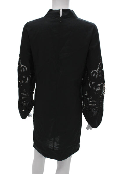 By Malene Birger Women Slip Dress Black VNeck Knee Length Organic Cotton Size 36