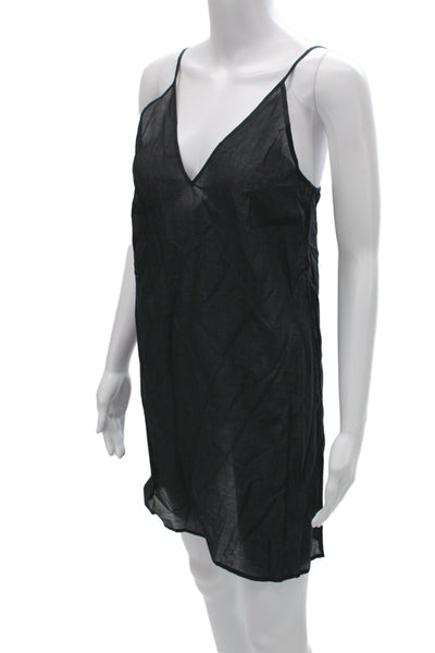By Malene Birger Women Slip Dress Black VNeck Knee Length Organic Cotton Size 36