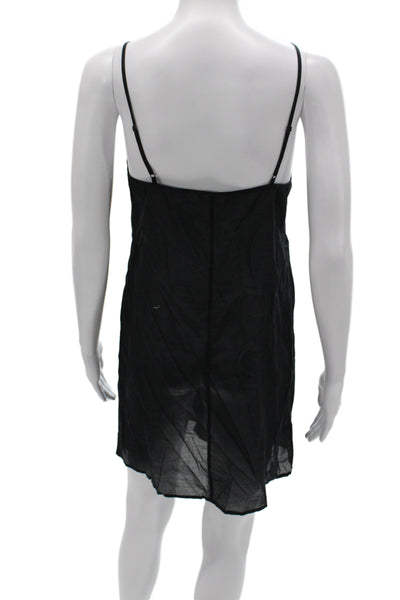 By Malene Birger Women Slip Dress Black VNeck Knee Length Organic Cotton Size 36