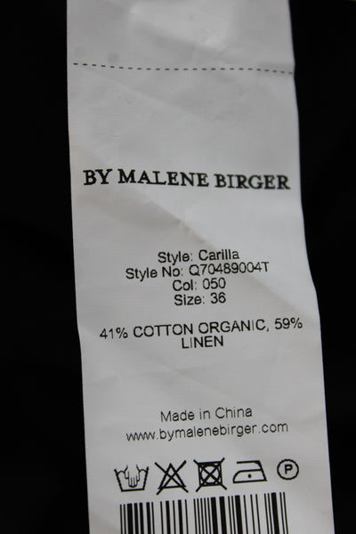 By Malene Birger Women Slip Dress Black VNeck Knee Length Organic Cotton Size 36