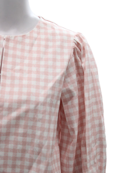 Le Club Women Pink Checked Cotton Shirt Dress 3/4 Sleeve Button Size S