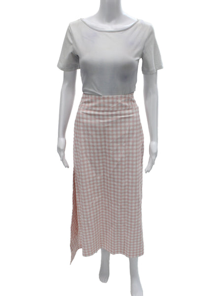 Le Club Women Pink Checked Cotton Shirt Dress 3/4 Sleeve Button Size S