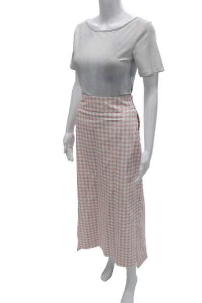 Le Club Women Pink Checked Cotton Shirt Dress 3/4 Sleeve Button Size S