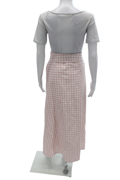 Le Club Women Pink Checked Cotton Shirt Dress 3/4 Sleeve Button Size S