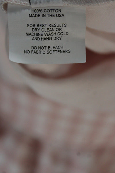Le Club Women Pink Checked Cotton Shirt Dress 3/4 Sleeve Button Size S