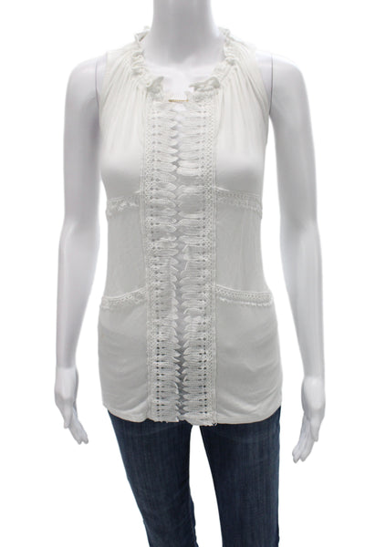 Elie Tahari Womens Boho White Viscose Stretch Tank Top Petite Size XS