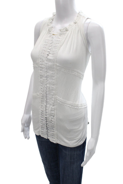 Elie Tahari Womens Boho White Viscose Stretch Tank Top Petite Size XS