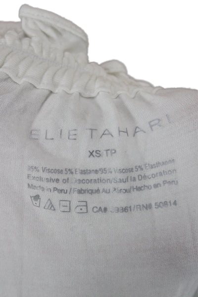 Elie Tahari Womens Boho White Viscose Stretch Tank Top Petite Size XS