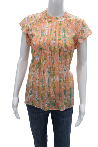 Nanette Nanette Lepore Women Multicolor High Neck Short Sleeve Blouse Size M