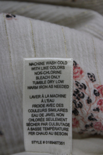 La Vie Womens Ivory Floral Cotton V-Neck Sleeveless Tank Size L