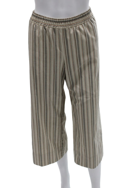 Drew Unisex Cropped Capri Pants Beige Striped Size M