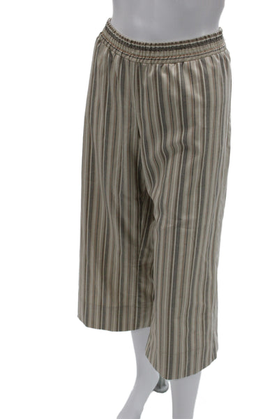 Drew Unisex Cropped Capri Pants Beige Striped Size M