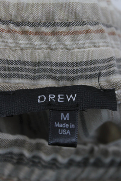 Drew Unisex Cropped Capri Pants Beige Striped Size M