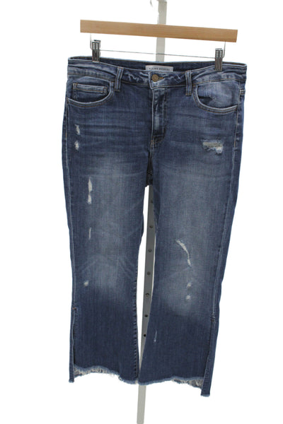 Flying Monkey Womens Cropped Distressed Blue Mid Rise Cotton Jeans Size 30