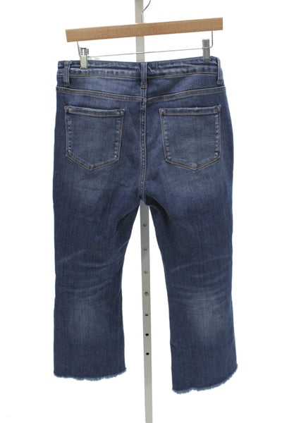 Flying Monkey Womens Cropped Distressed Blue Mid Rise Cotton Jeans Size 30