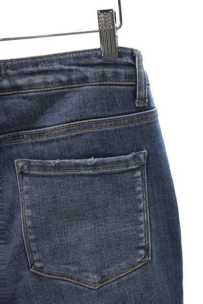 Flying Monkey Womens Cropped Distressed Blue Mid Rise Cotton Jeans Size 30