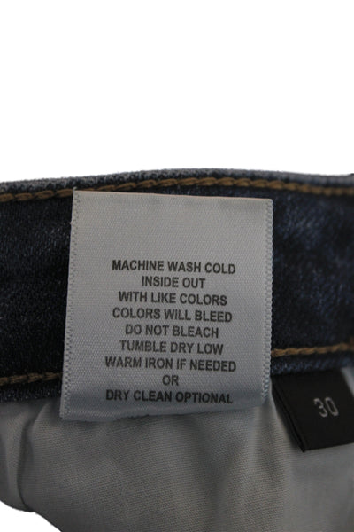 Flying Monkey Womens Cropped Distressed Blue Mid Rise Cotton Jeans Size 30