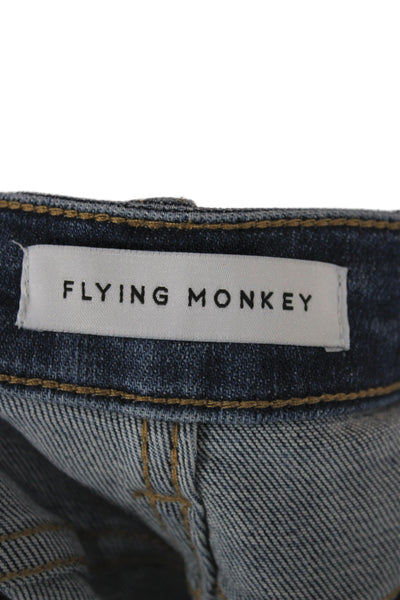 Flying Monkey Womens Cropped Distressed Blue Mid Rise Cotton Jeans Size 30