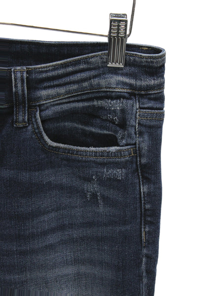 Mica Womens Flared Jeans Blue Mid Rise Cotton Blend Boho Inseam 33 Size 28