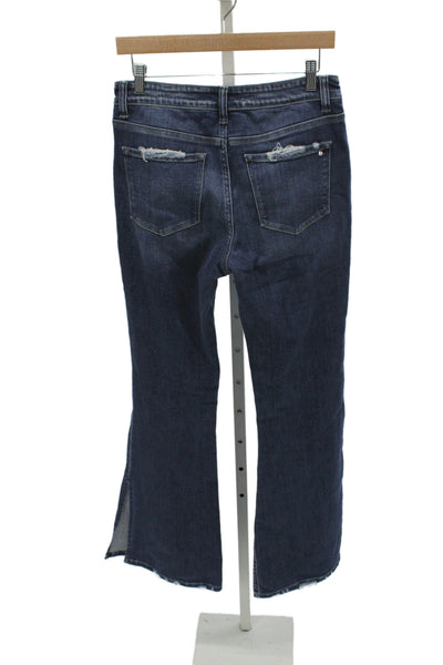 Mica Womens Flared Jeans Blue Mid Rise Cotton Blend Boho Inseam 33 Size 28