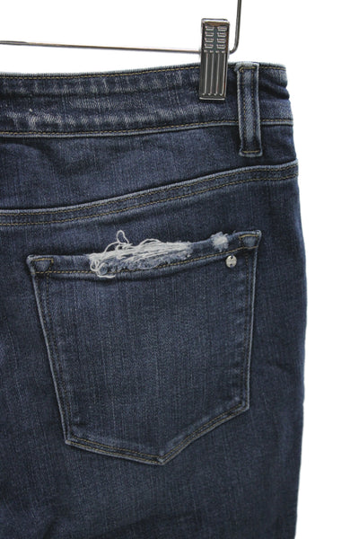 Mica Womens Flared Jeans Blue Mid Rise Cotton Blend Boho Inseam 33 Size 28