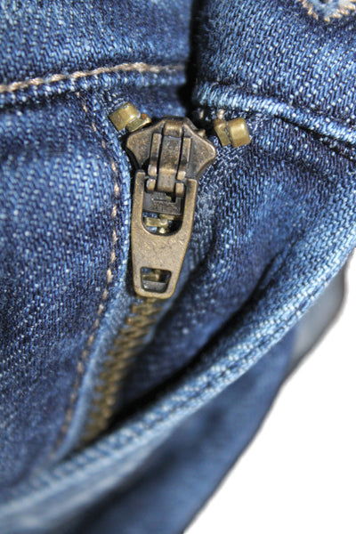 Mica Womens Flared Jeans Blue Mid Rise Cotton Blend Boho Inseam 33 Size 28
