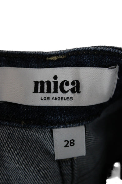 Mica Womens Flared Jeans Blue Mid Rise Cotton Blend Boho Inseam 33 Size 28