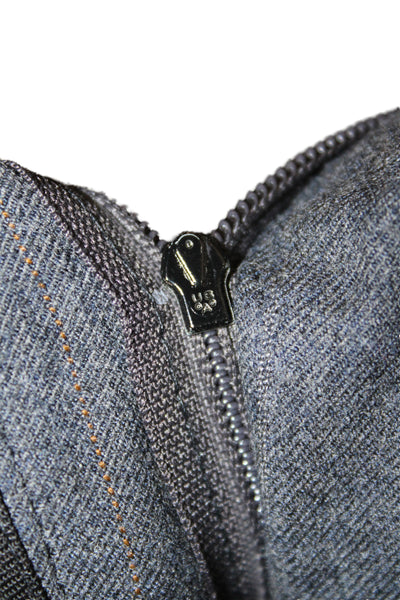 Burberrys Mens Cropped Wool Striped Gray Pants Zip Closure Size 32