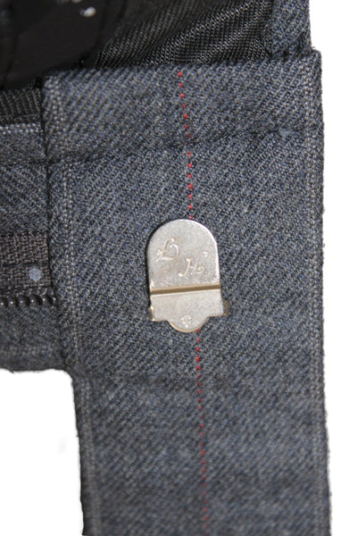 Burberrys Mens Cropped Wool Striped Gray Pants Zip Closure Size 32