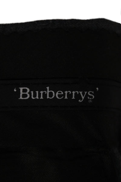 Burberrys Mens Cropped Wool Striped Gray Pants Zip Closure Size 32