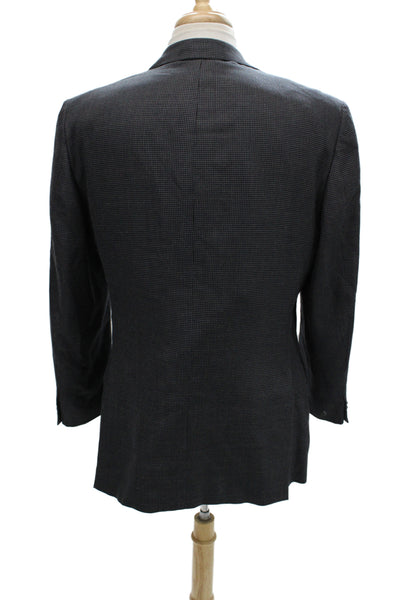 Ermenegildo Zegna Mens Gray Wool Check Suit Jacket Button Size 52