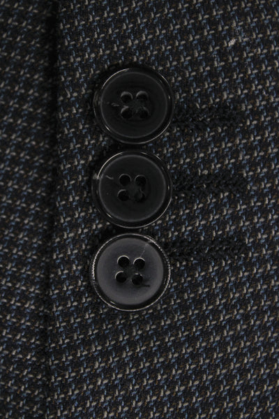 Ermenegildo Zegna Mens Gray Wool Check Suit Jacket Button Size 52