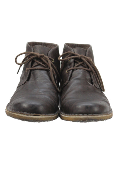 Ugg Mens Leather Lace Up Ankle Boots Dark Brown Size 10.5
