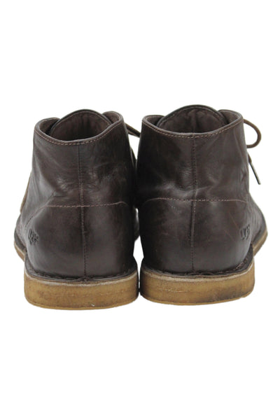 Ugg Mens Leather Lace Up Ankle Boots Dark Brown Size 10.5