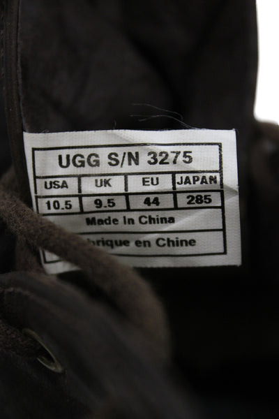 Ugg Mens Leather Lace Up Ankle Boots Dark Brown Size 10.5