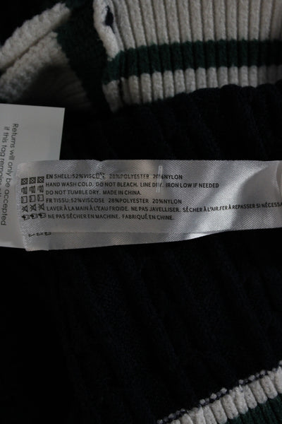 En Saison Unisex Cardigan Dark Blue Striped V-Neck Button Long Sleeve Size M