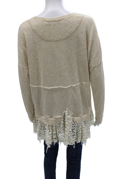 FP Beach Womens Bohemian Beige Pullover Crewneck Long Sleeve Polyester Size XS