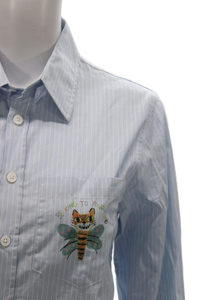 Zadig & Voltaire Women Striped Cotton Button-Up Top Longsleeve Animal Size XS