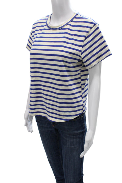 Tuckernuck Women Blue Striped Cotton Crewneck Short Sleeve Tee Nautical Size XS