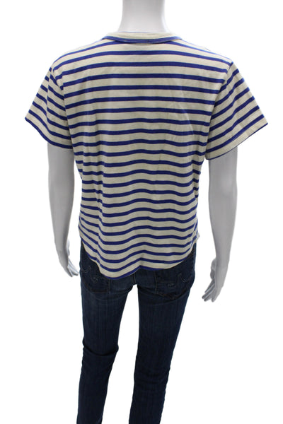 Tuckernuck Women Blue Striped Cotton Crewneck Short Sleeve Tee Nautical Size XS