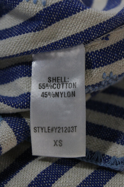 Tuckernuck Women Blue Striped Cotton Blend Square Neck Sleeveless Shift Size XS