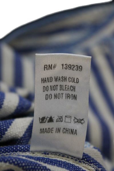 Tuckernuck Women Blue Striped Cotton Blend Square Neck Sleeveless Shift Size XS